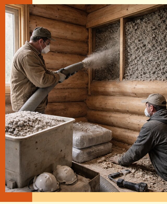 Утепление дома из бруса эковатой в Димитровграде