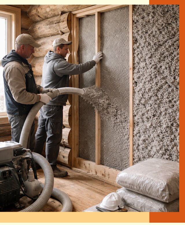 Утепление бревенчатого дома эковатой в Димитровграде от 2833 руб. | ТепломастерДмт