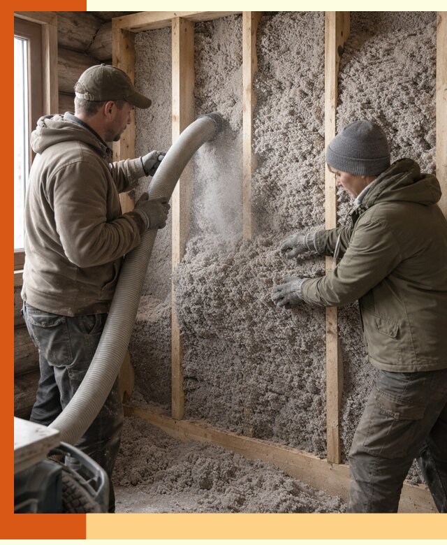 Утепление бревенчатого дома эковатой в Димитровграде