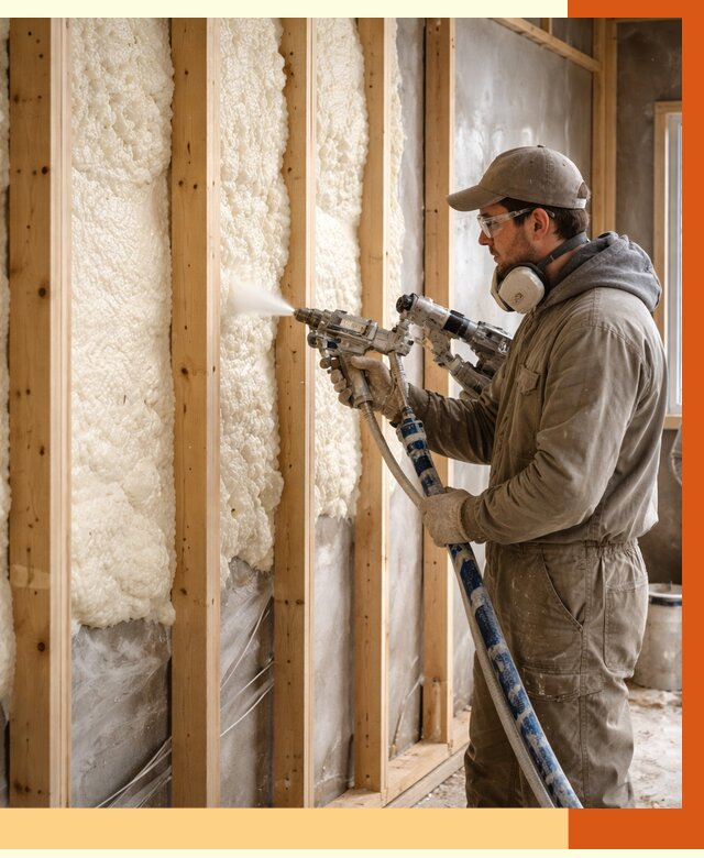 Утепление каркасной стены ППУ в Димитровграде от 4379 руб./м2 под ключ | ТепломастерДмт