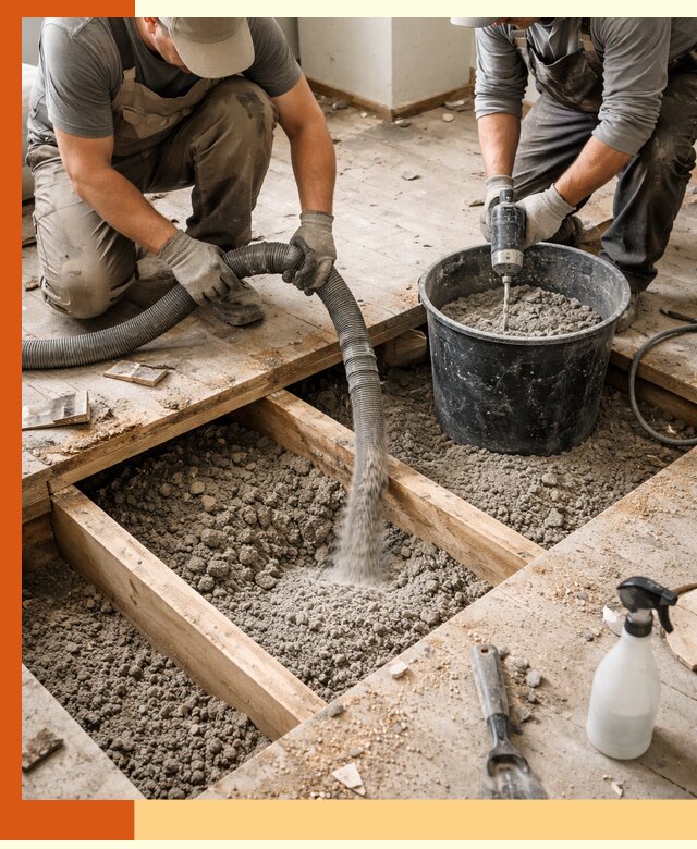 Заполнение пустот пола в Димитровграде полиуретаном и пенополистиролом