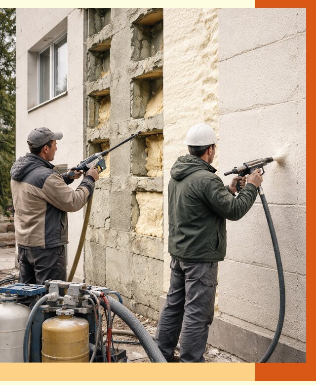 Заполнение пустот фасада в Димитровграде от 4636 руб. — утепление пустот облицовки | ТепломастерДмт